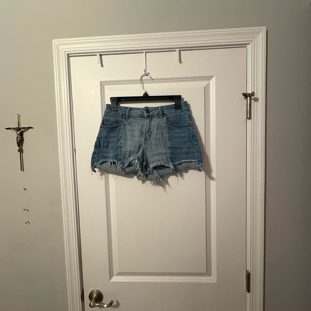 Altar'd State Blue Jean Shorts Distressed Frayed Hem
